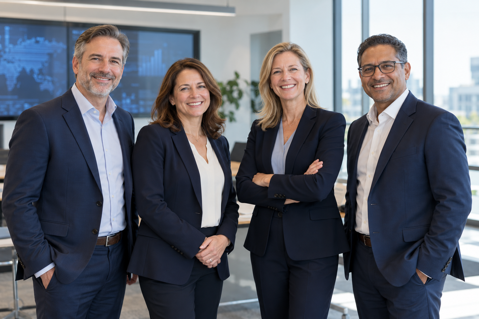 Welcoming executives in a modern office — illustrative image