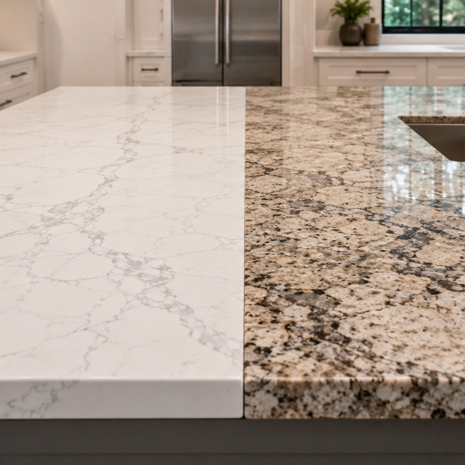 quartz and granite countertop slab comparison