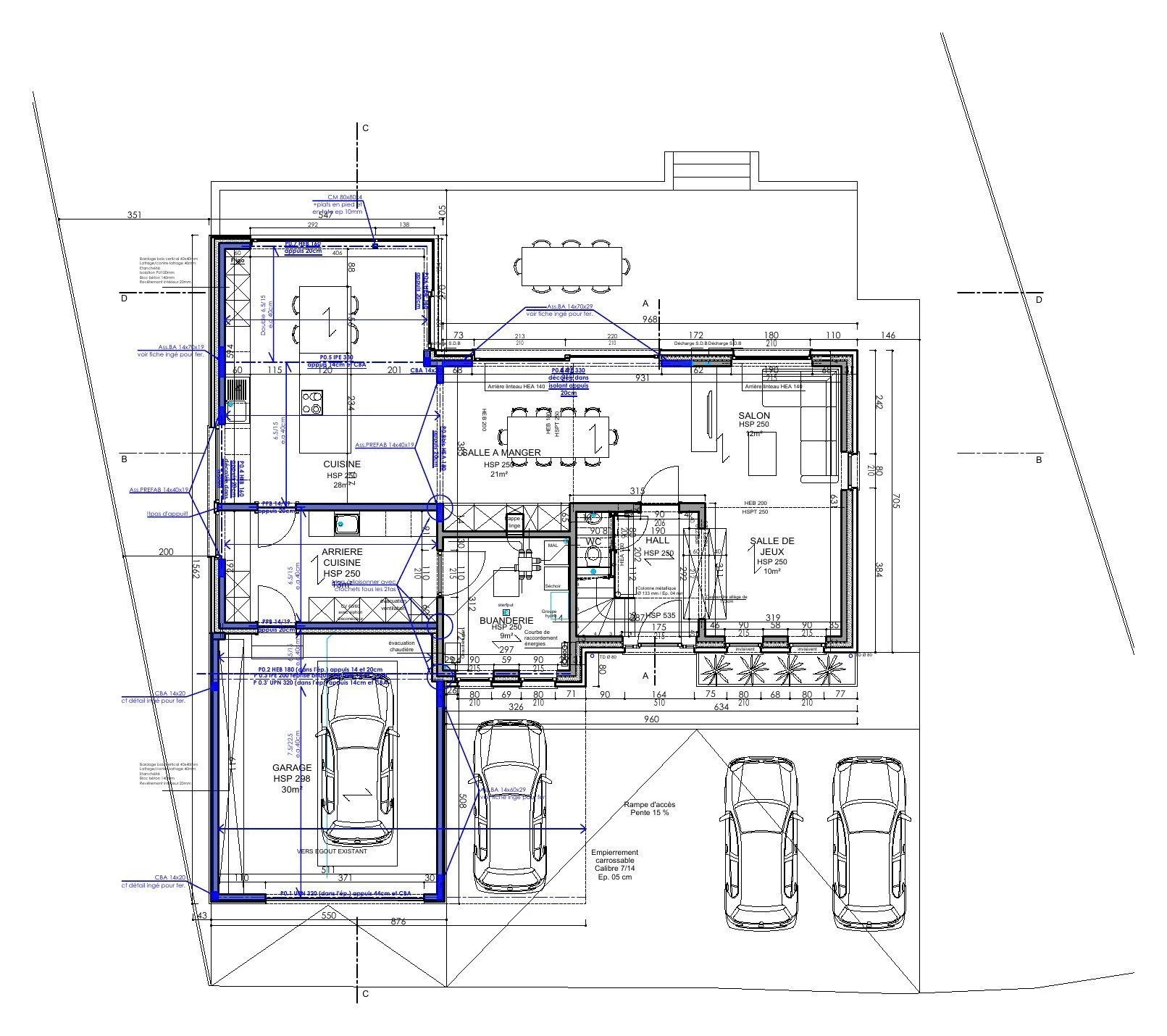 Plan du rez-de-chaussée, état projeté