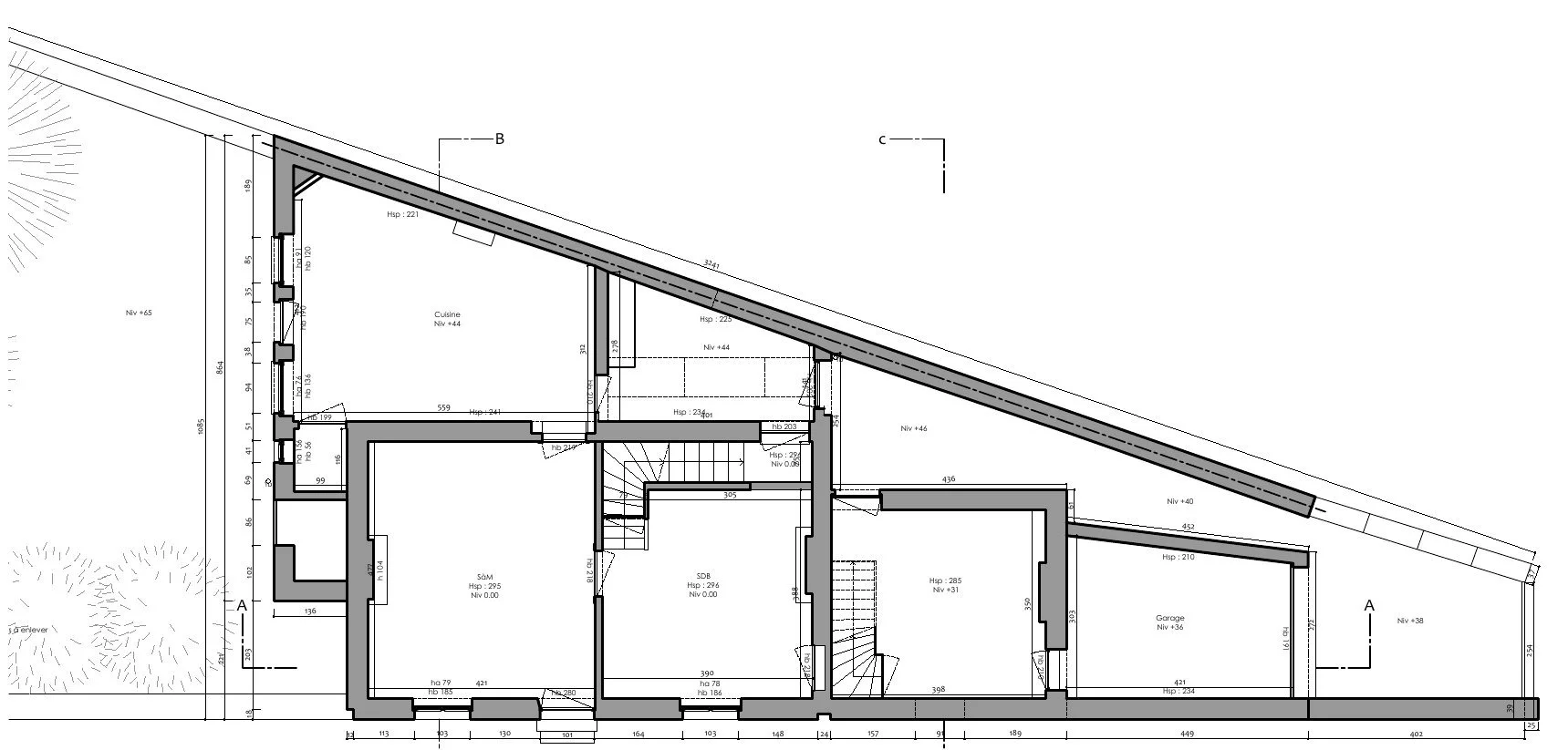 Plan du rez-de-chaussée, existant