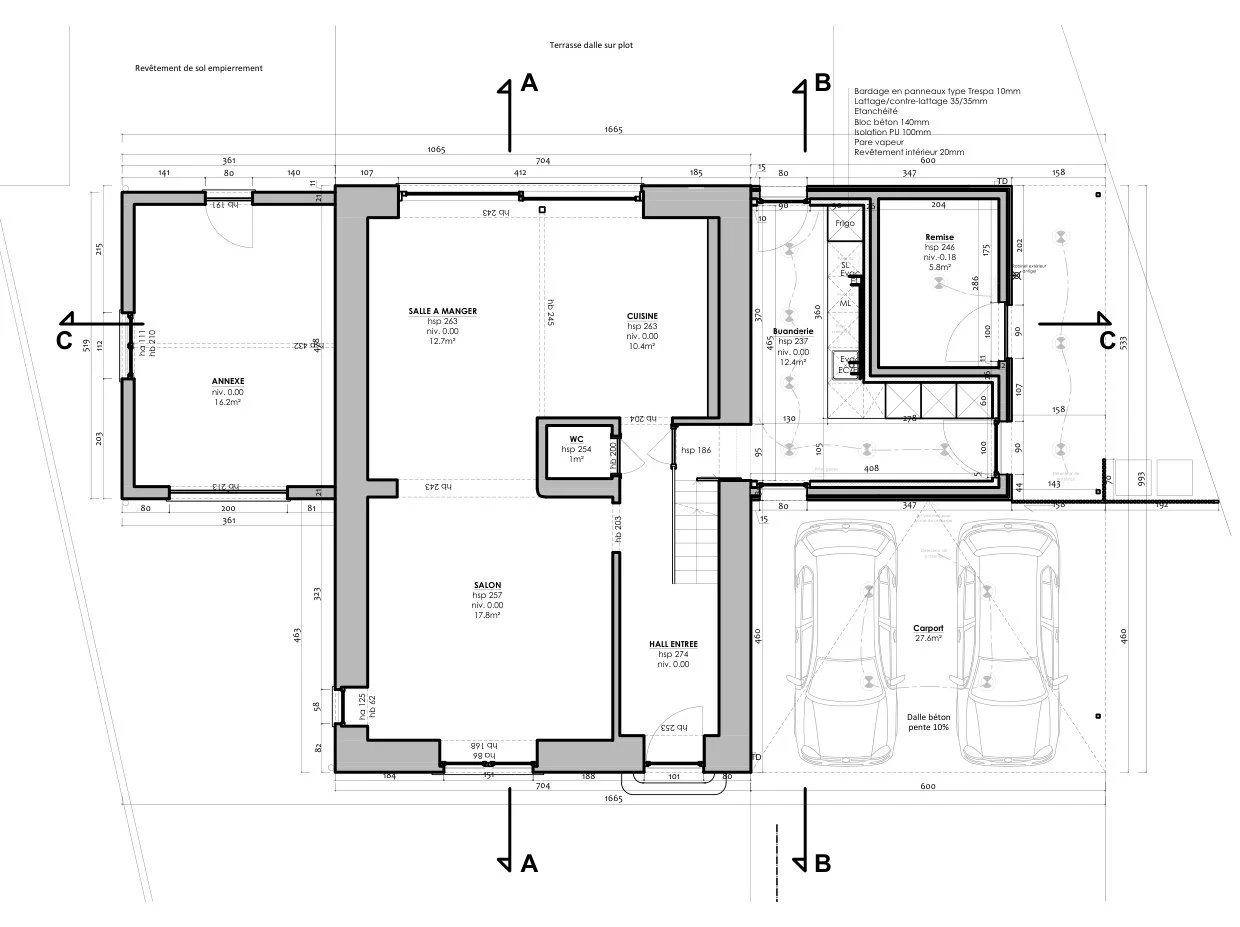 Plan du rez-de-chaussée, projeté
