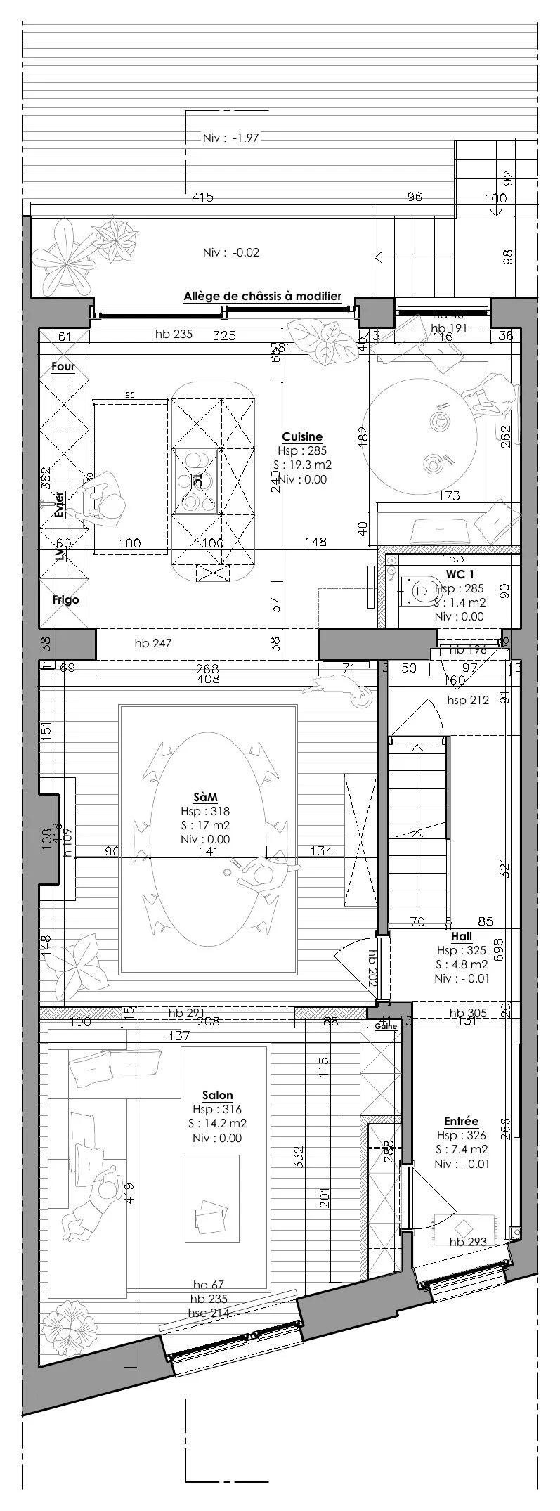 Plan du rez-de-chaussée, projeté