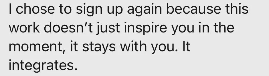 Client message: it stays with you. It integrates.