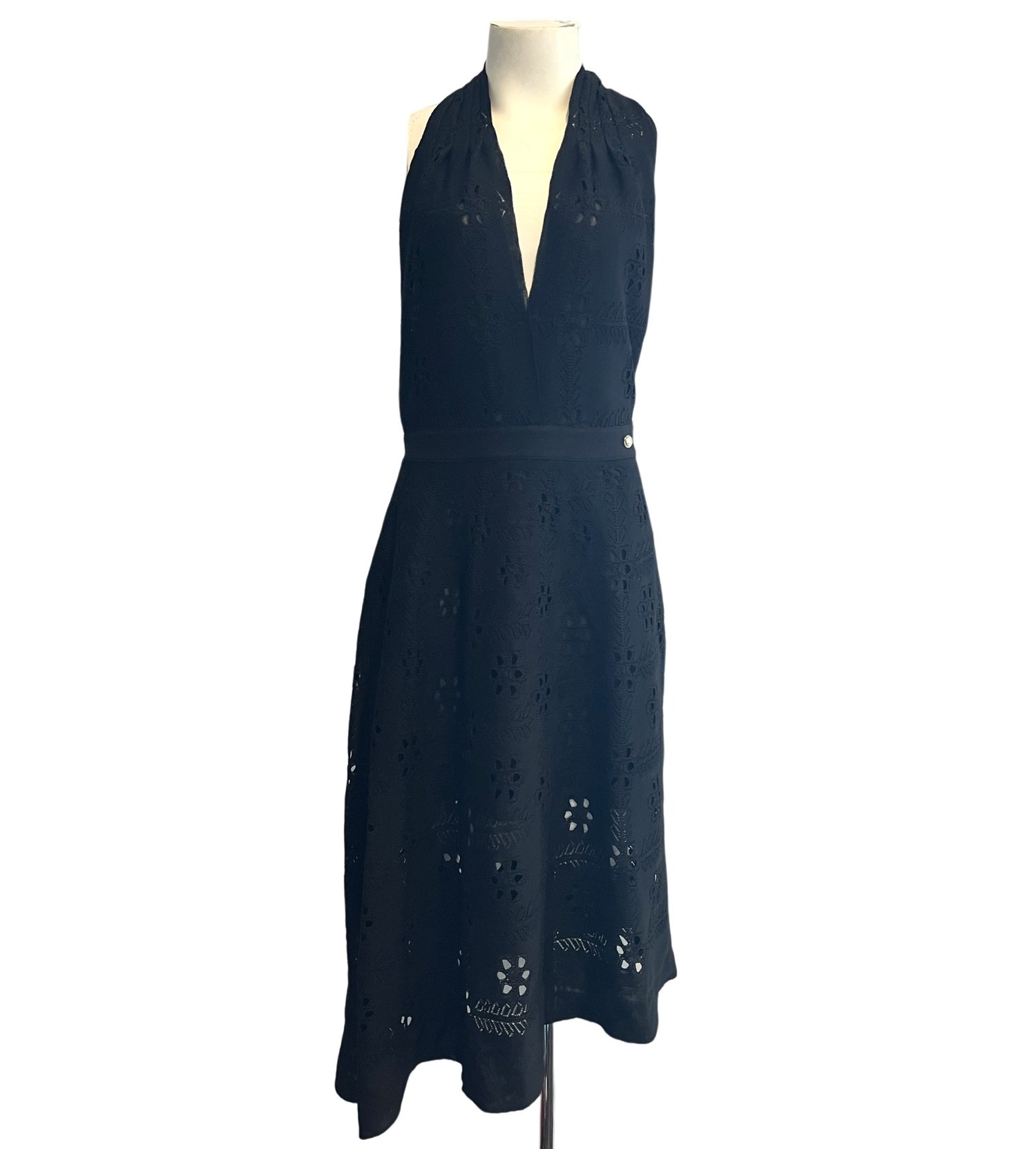 Chanel Black Pleated Knit Halter Neck Gown & Bolero FR 40