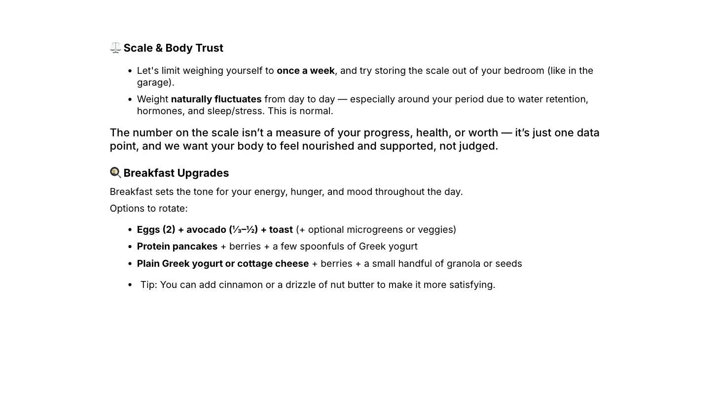 Sample section of an ADELZ nutrition protocol