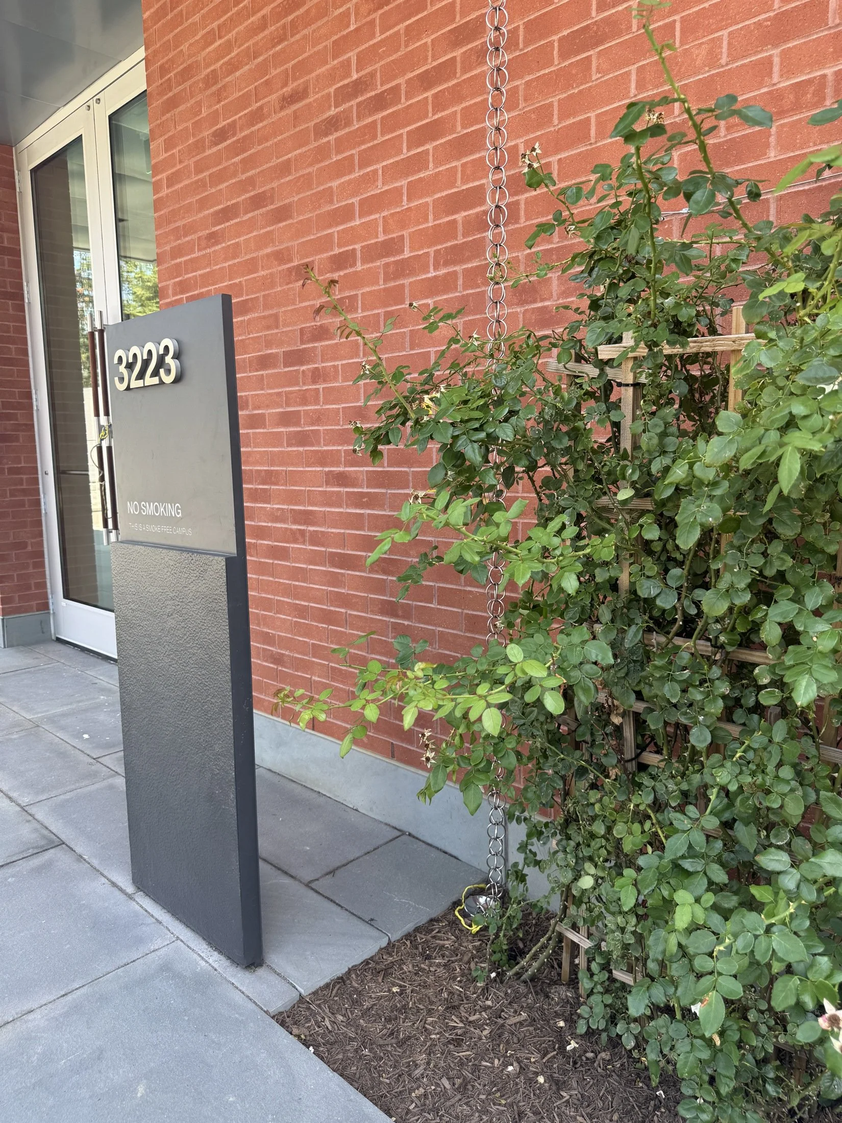 West entrance · 3223 address marker