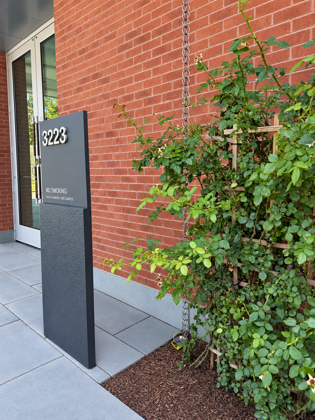 Textured metal and dimensional lettering