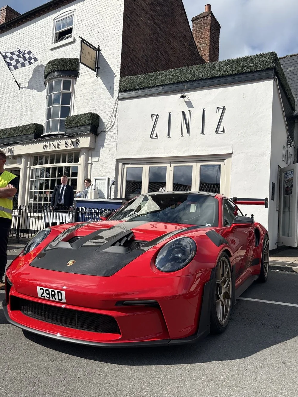 A red Porsche 911 GT3 at Bawtry