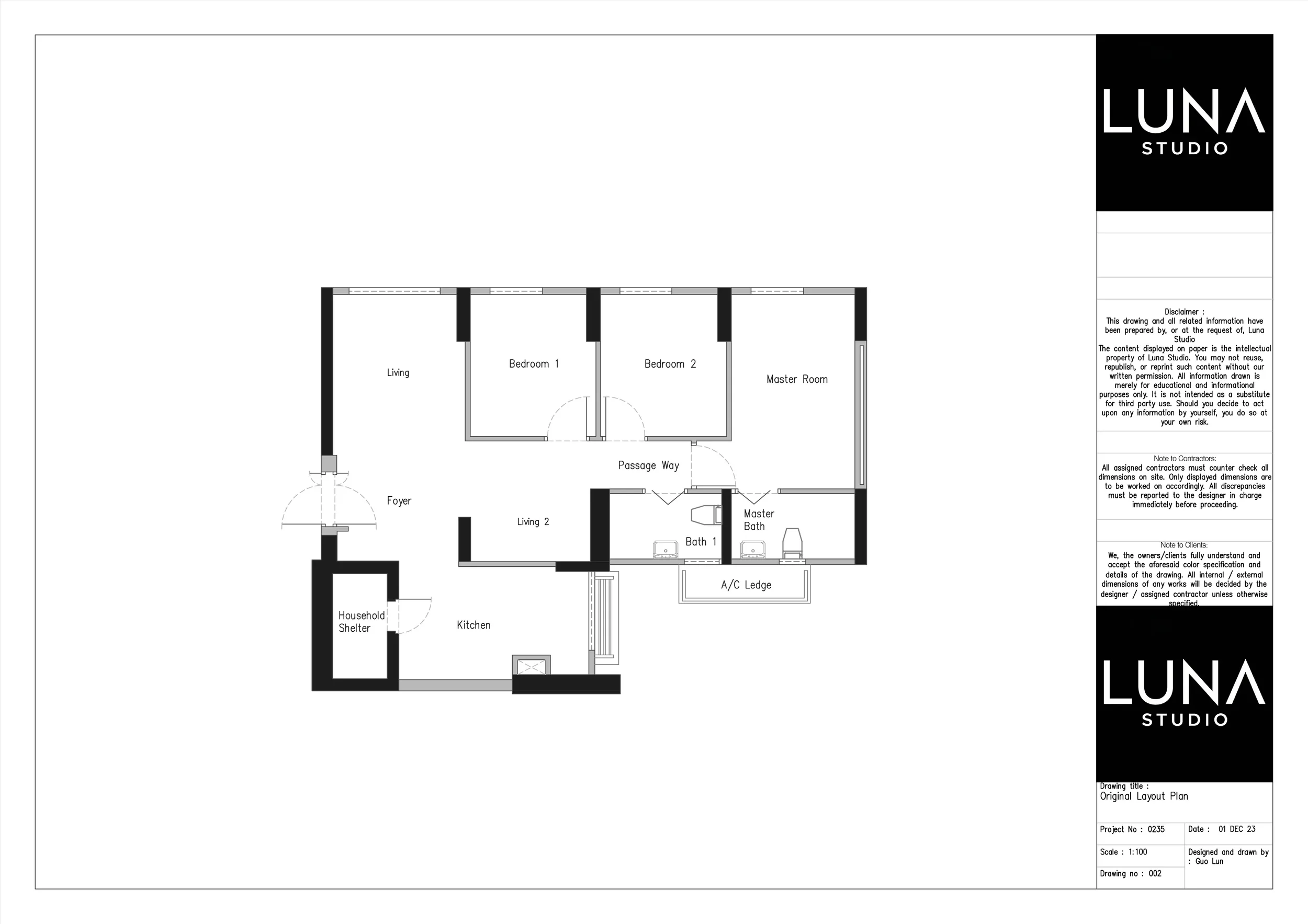 Original layout plan showing existing boundaries.