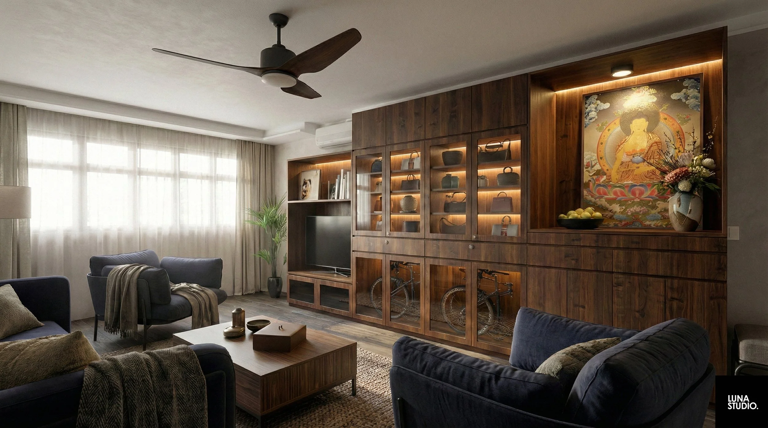 Luxury Interior Living Room Renovation Singapore by Luna Studio