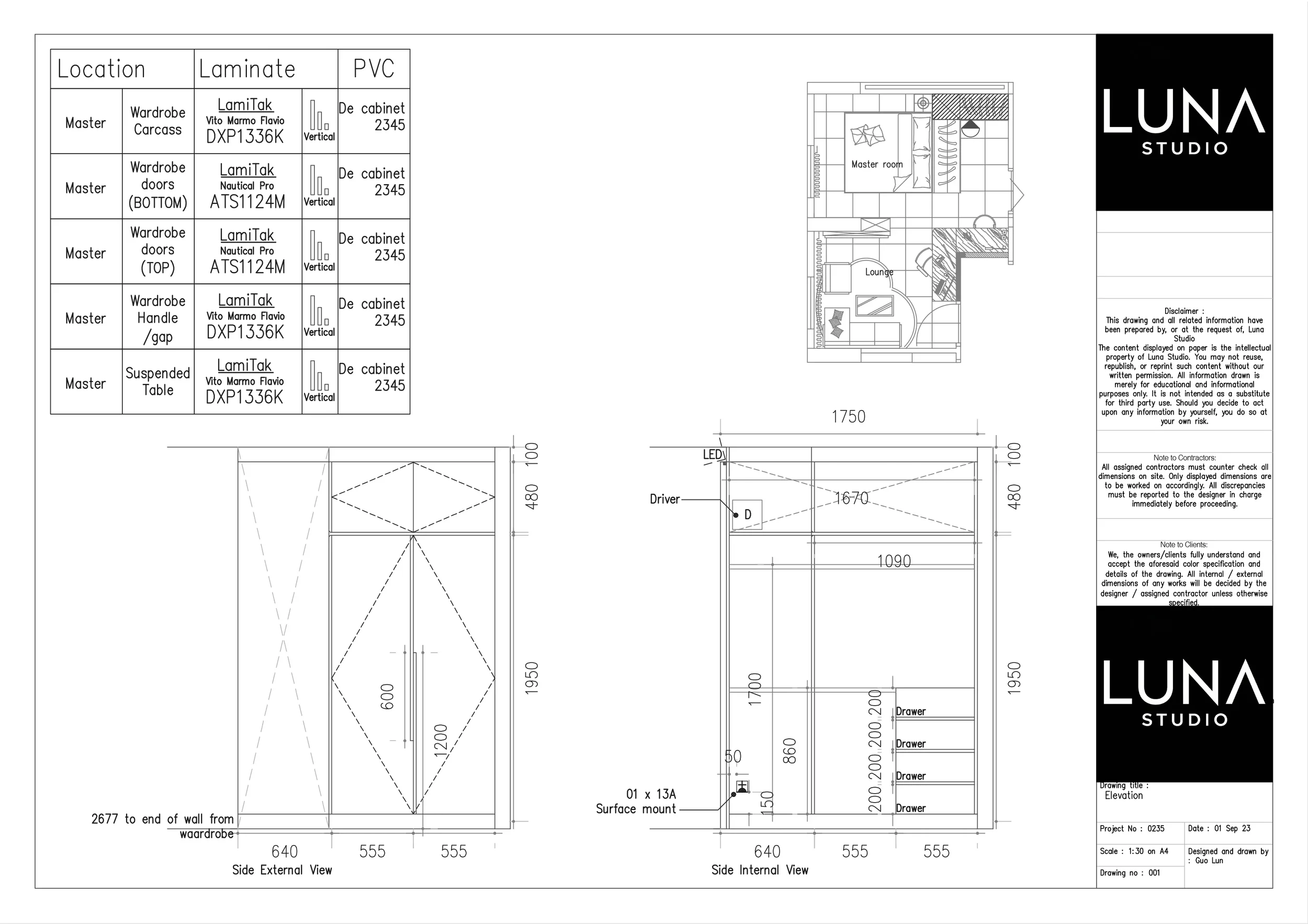 Master small side wardrobe elevation.