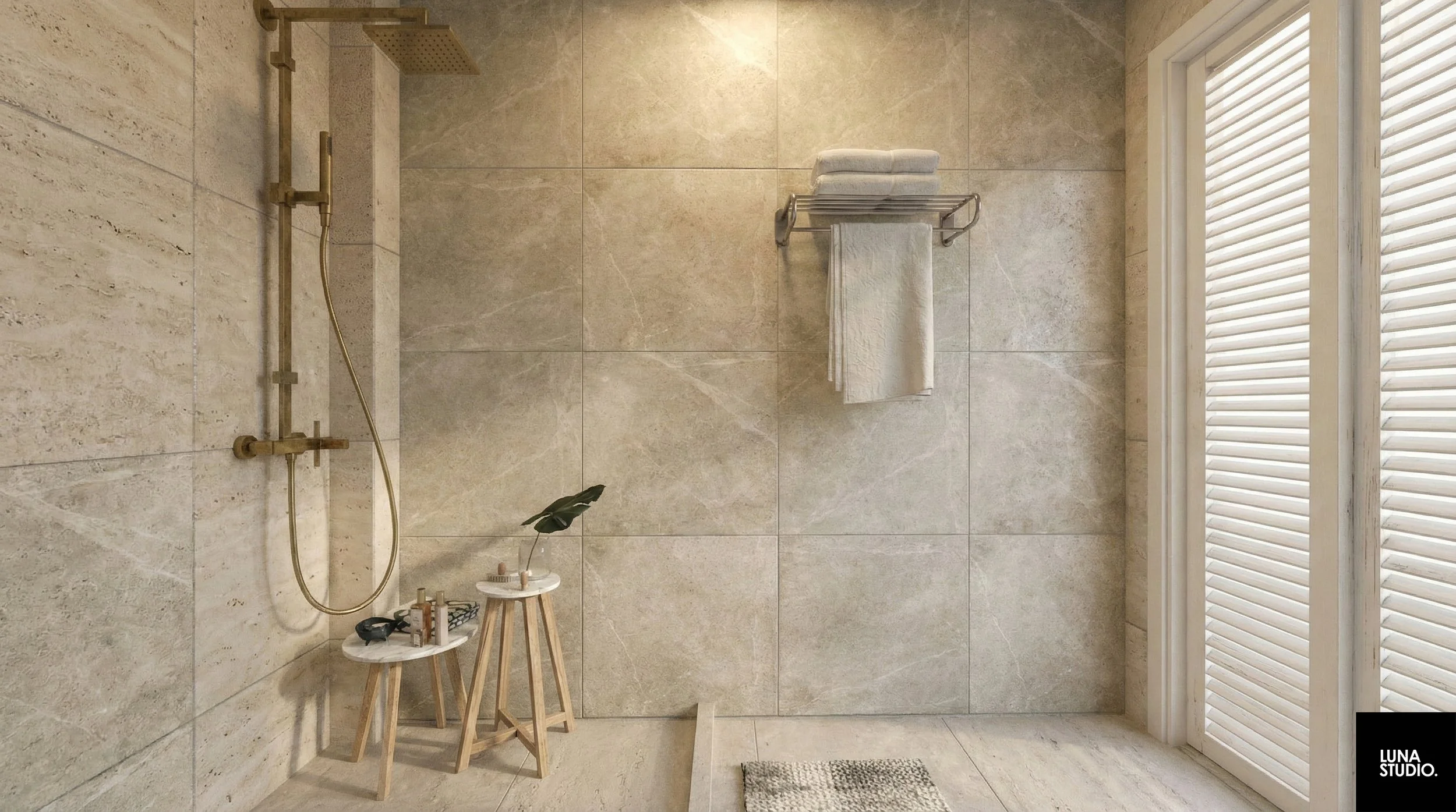 Guest bathroom design showing consistent high-end detailing