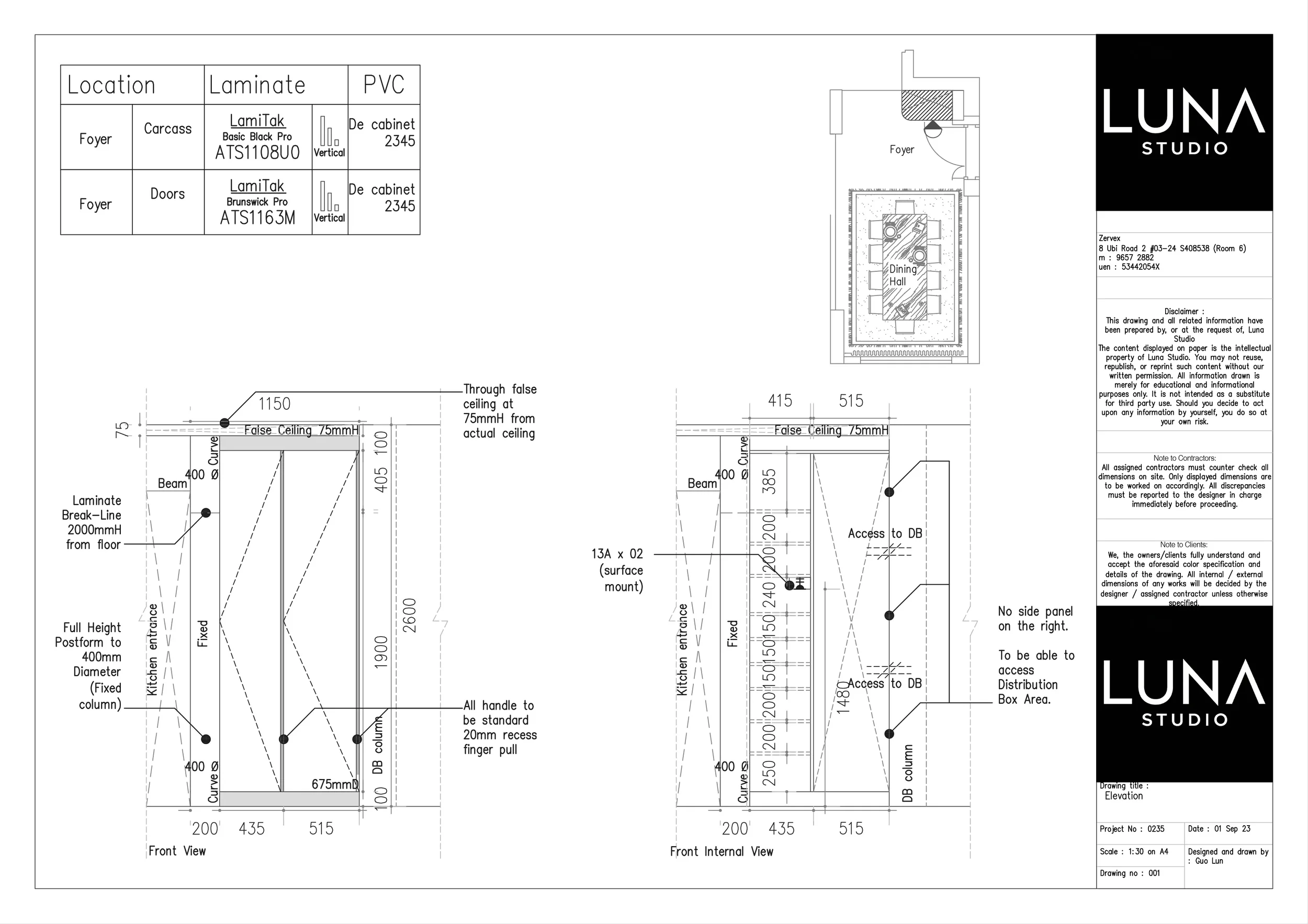 Shoes cabinet front elevation drawing.