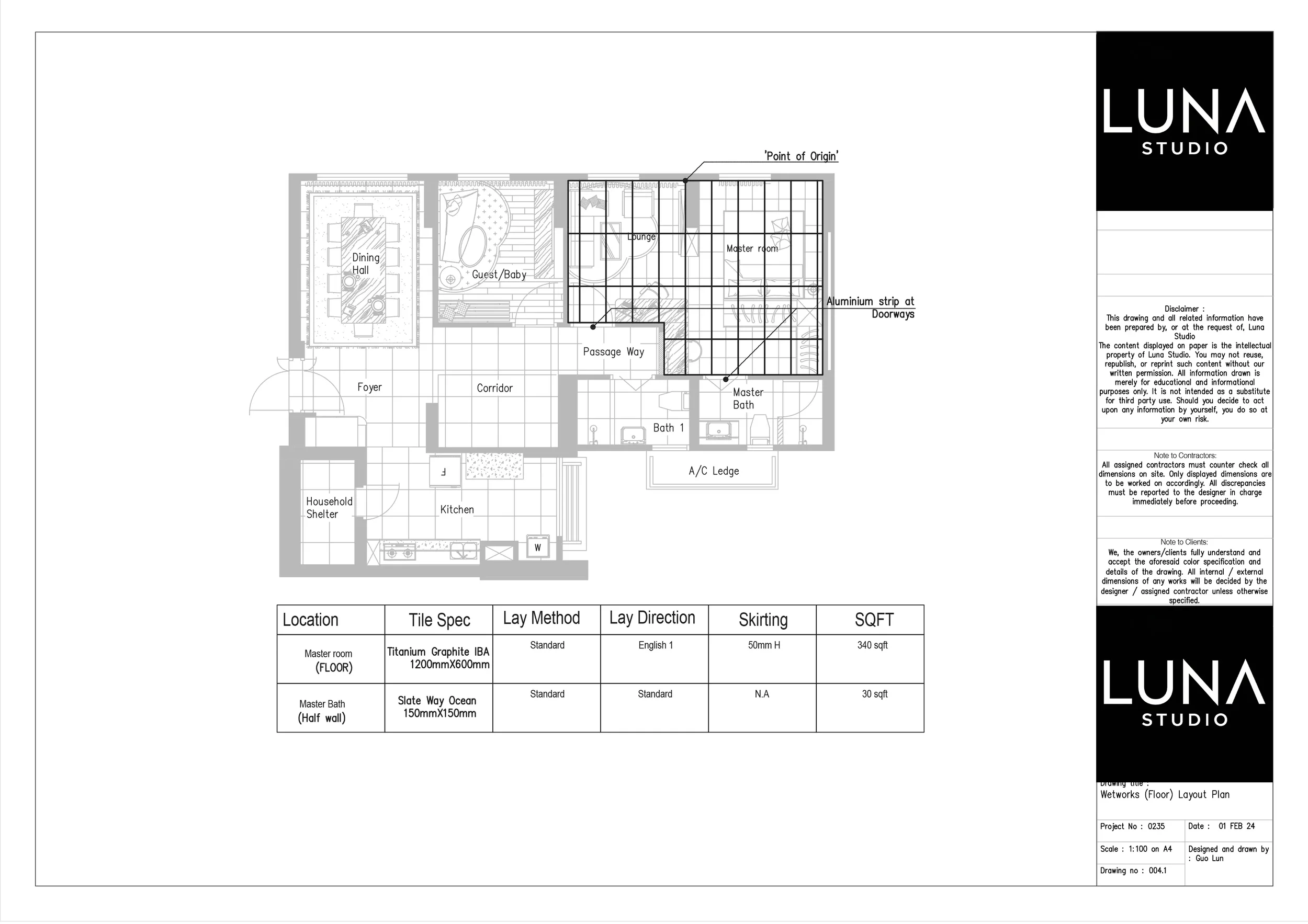 Masonry floor layout drawing.