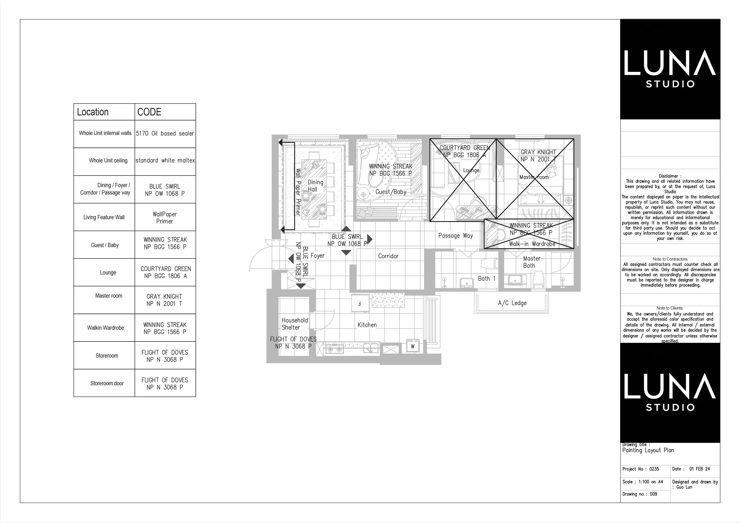 Painting layout drawing.