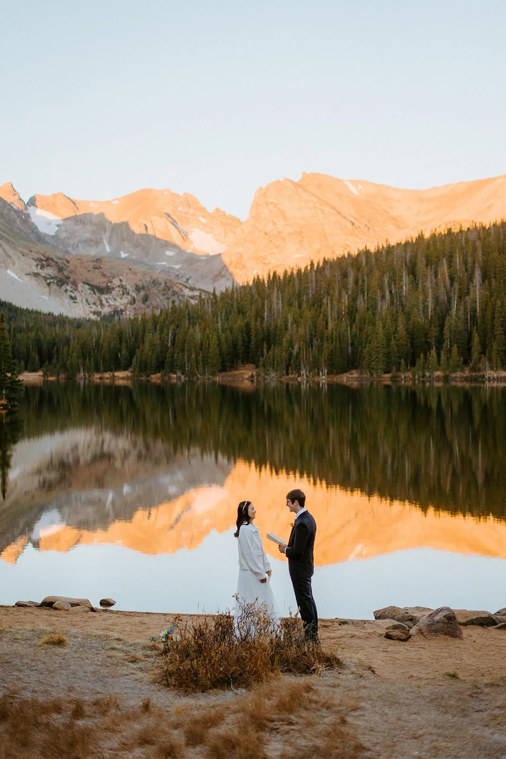 A couple elopes at Brainard Lake Recreation Area outside of Boulder
