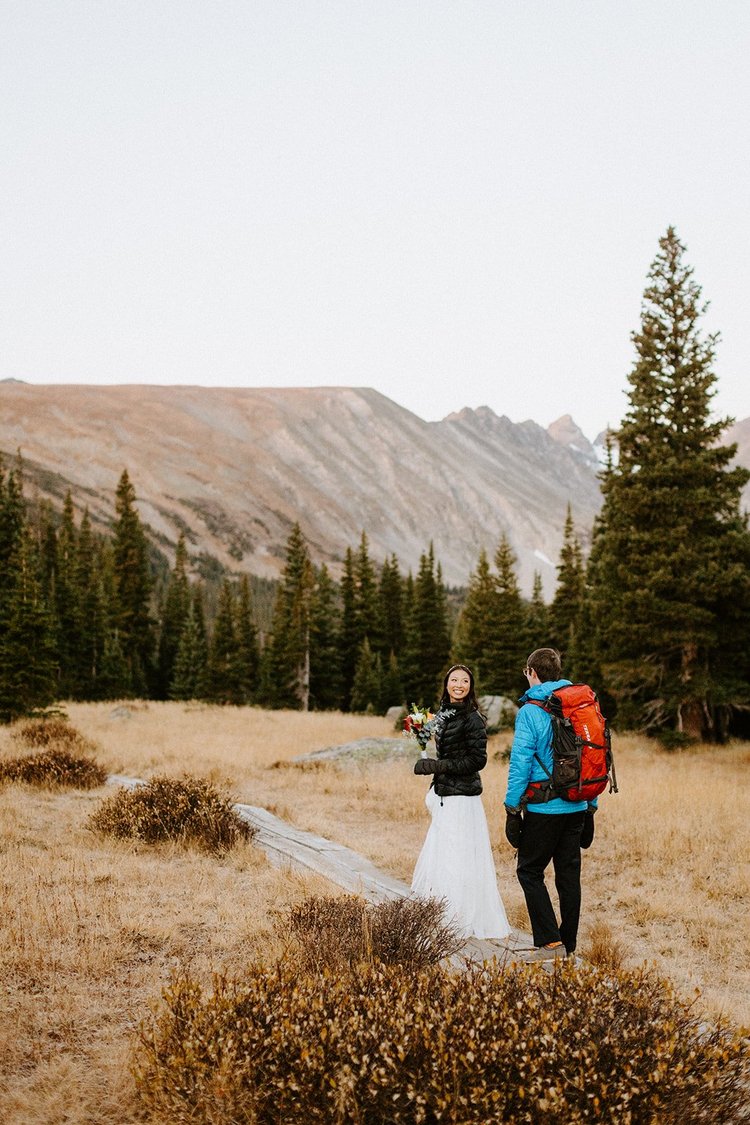 Headlamp walk before sunrise at a Colorado elopement