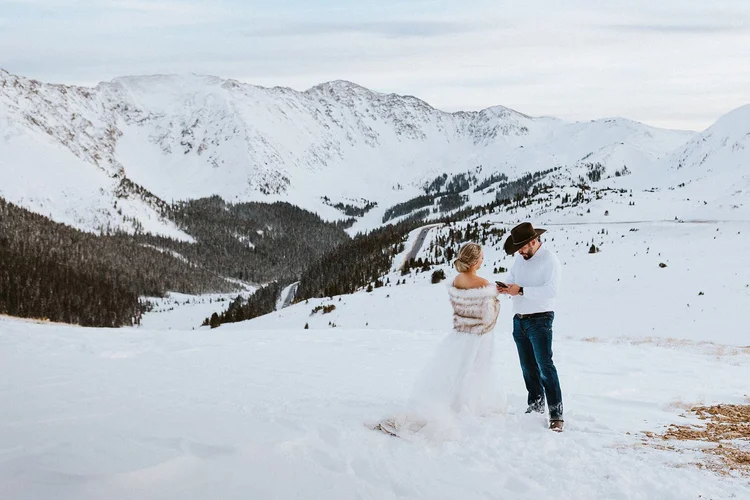 January elopement at Loveland Pass in Colorado