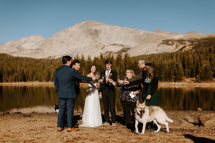 Picnic and champagne with guests at Brainard Lake Colorado