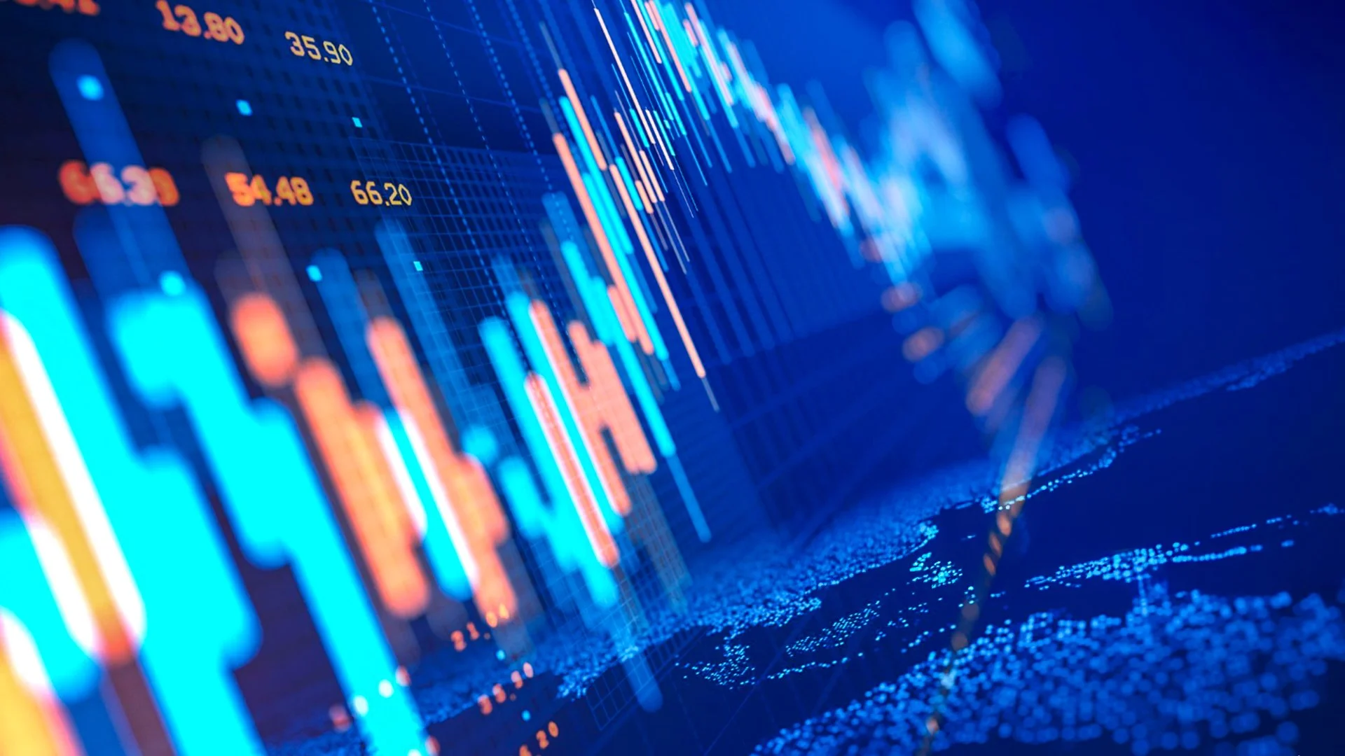 A City View with glowing chart lights