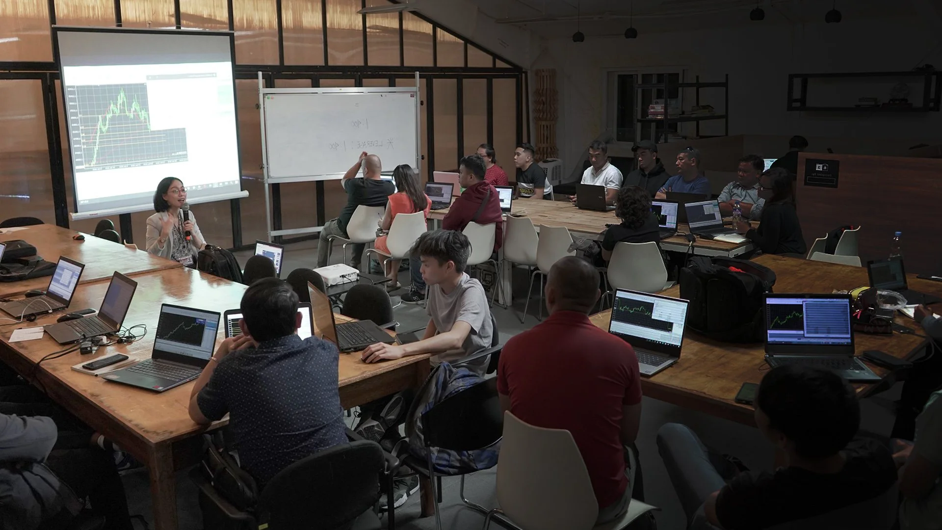 A home interior with modern furniture and decor.