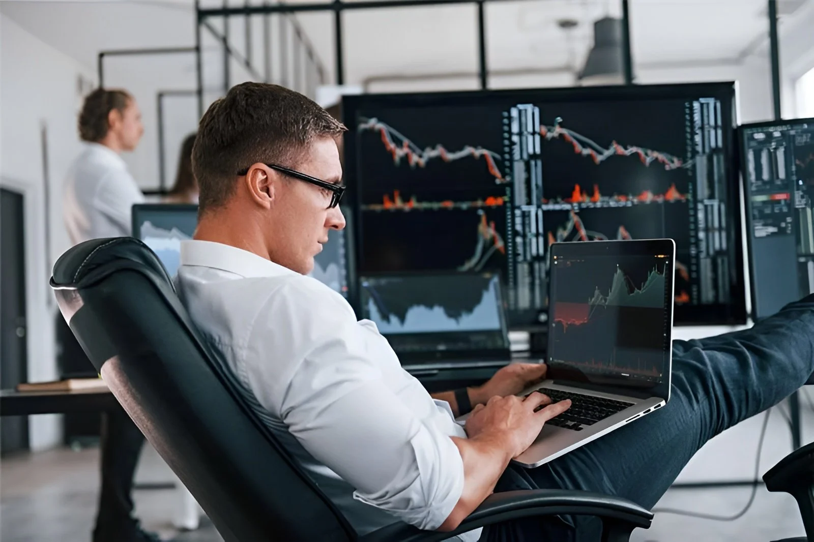 A City View with glowing chart lights