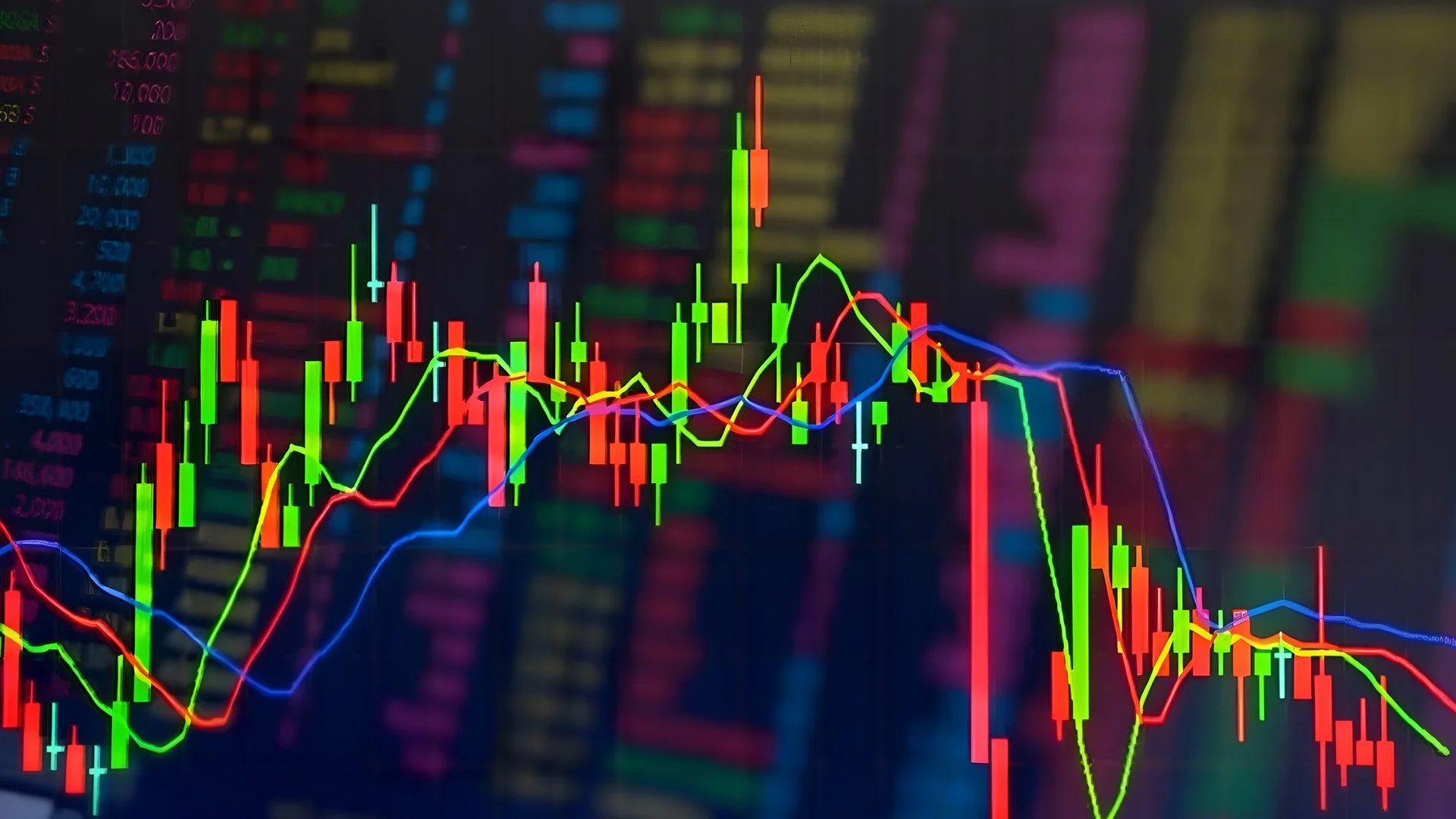 A City View with glowing chart lights