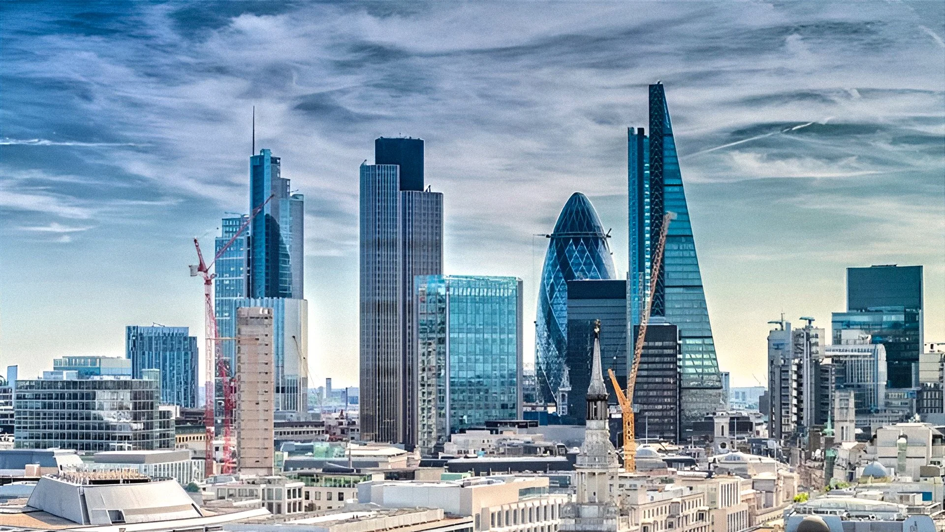 A City View with glowing chart lights