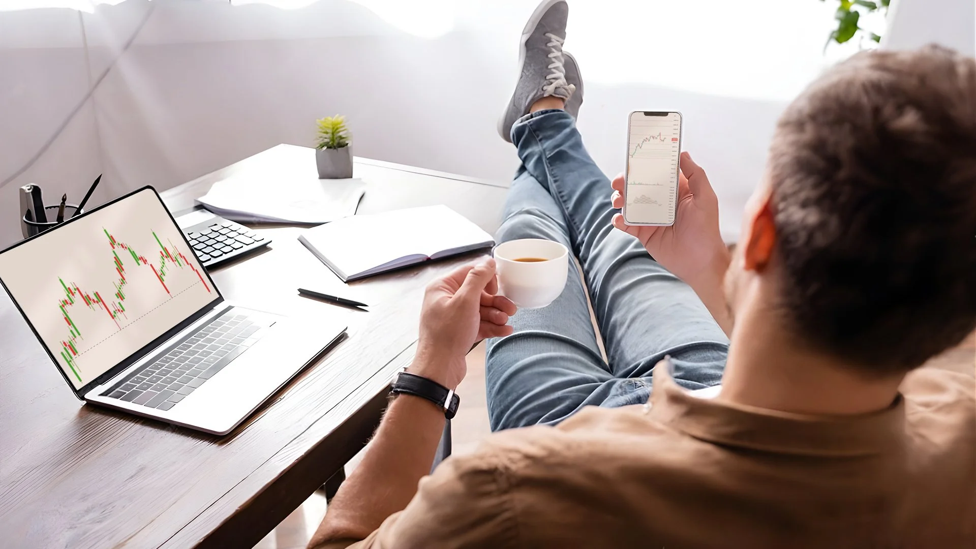A City View with glowing chart lights
