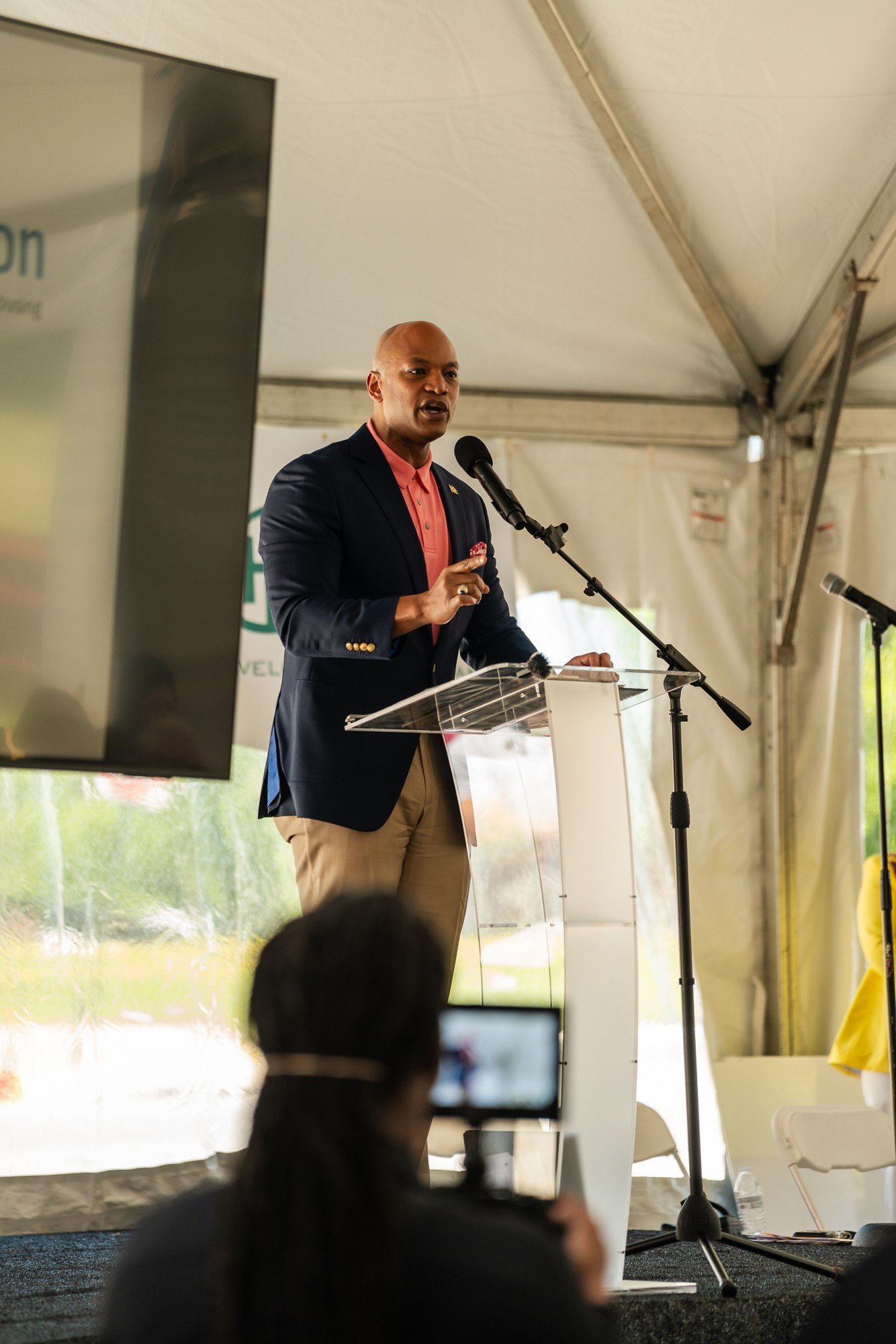 Governor Wes Moore delivers remarks.