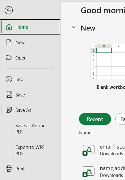 Excel Save As