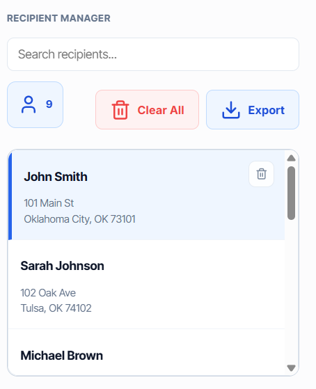 Populated Contacts Screenshot
