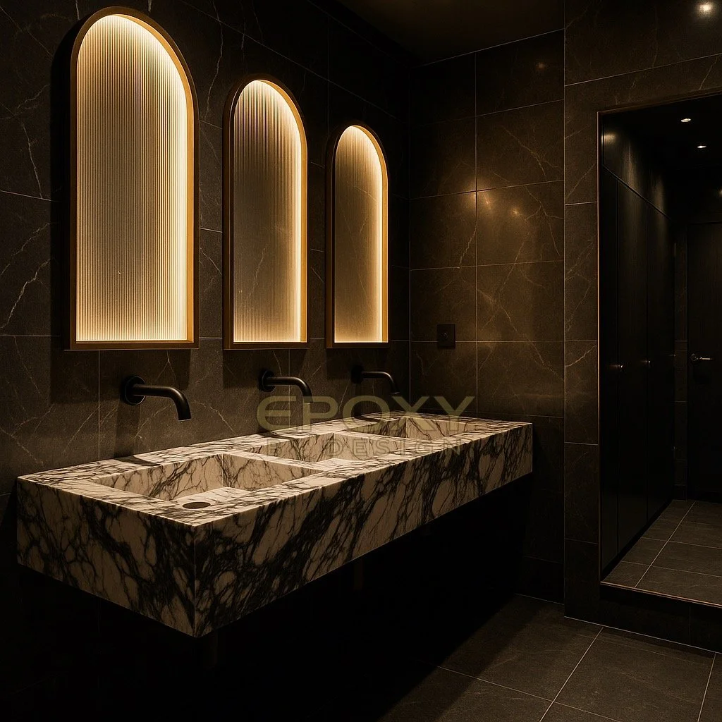 Marble effect triple sink bespoke epoxy sink floating sink commercial wash solution