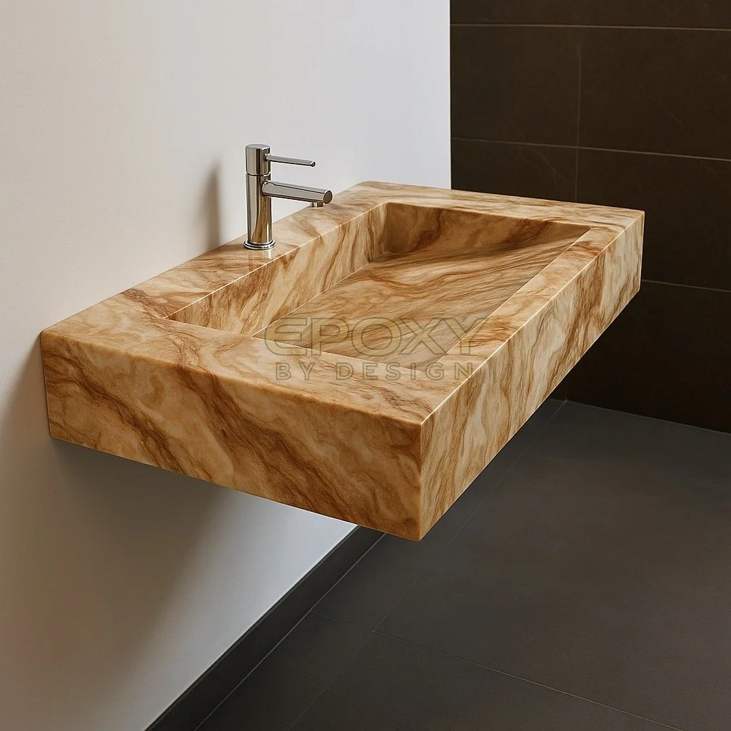 Marble effect sink bespoke epoxy sink resin sinks and marble bathroom sinks look for floating sink installations