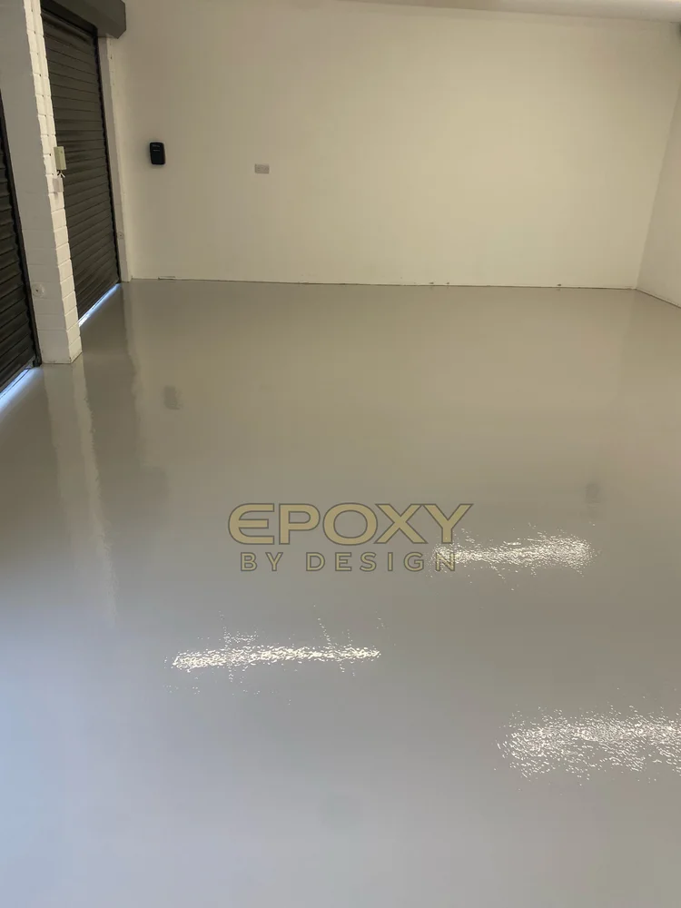 Grey epoxy resin garage floor