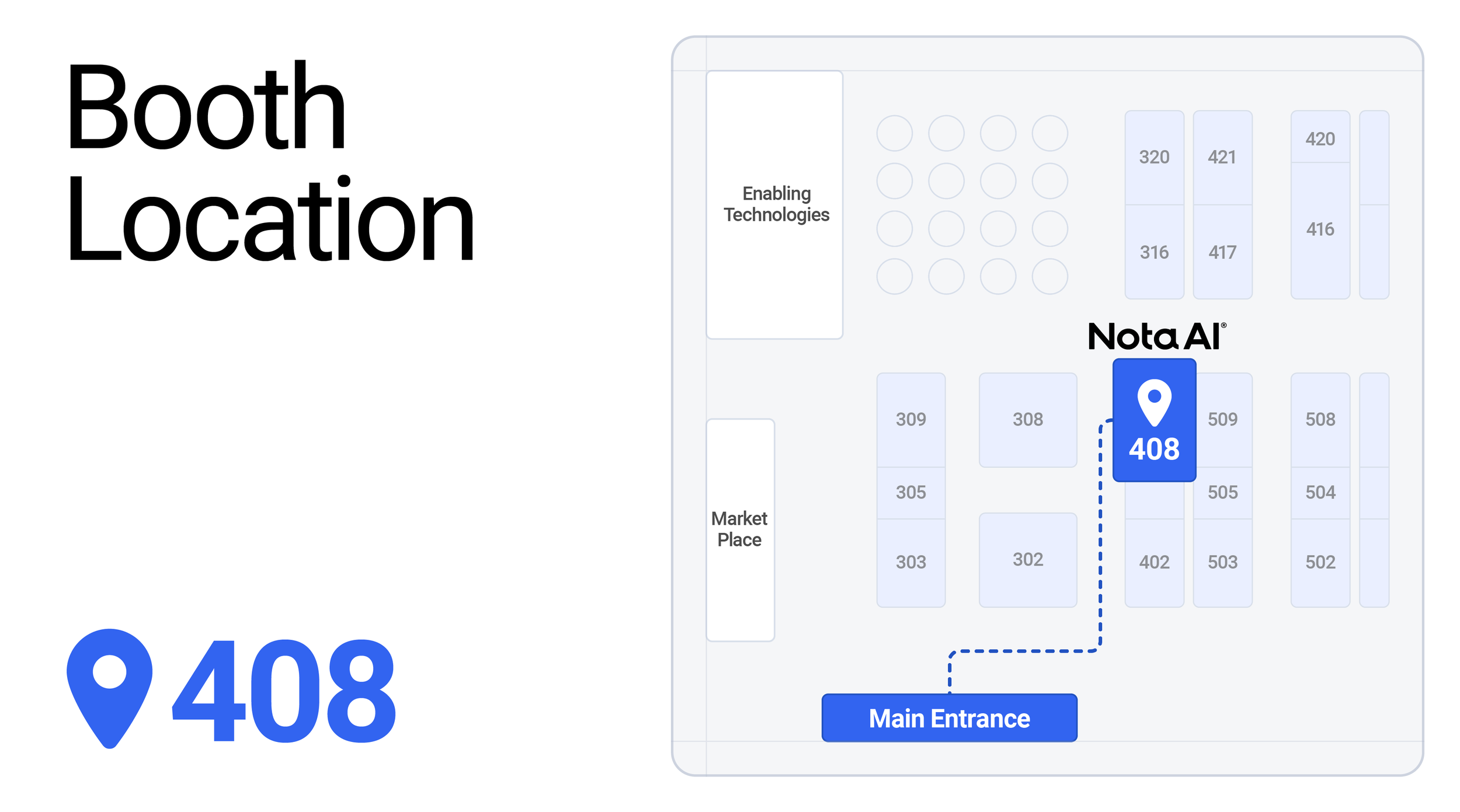 EVS 2026 Booth Map – Nota AI Booth #408