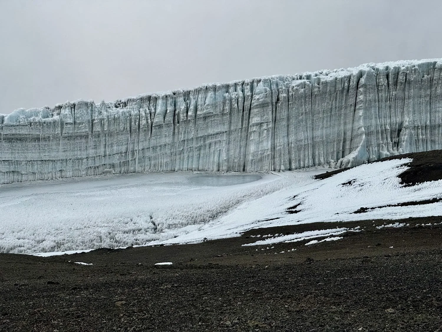The glacier wall near the summit of Kilimanjaro