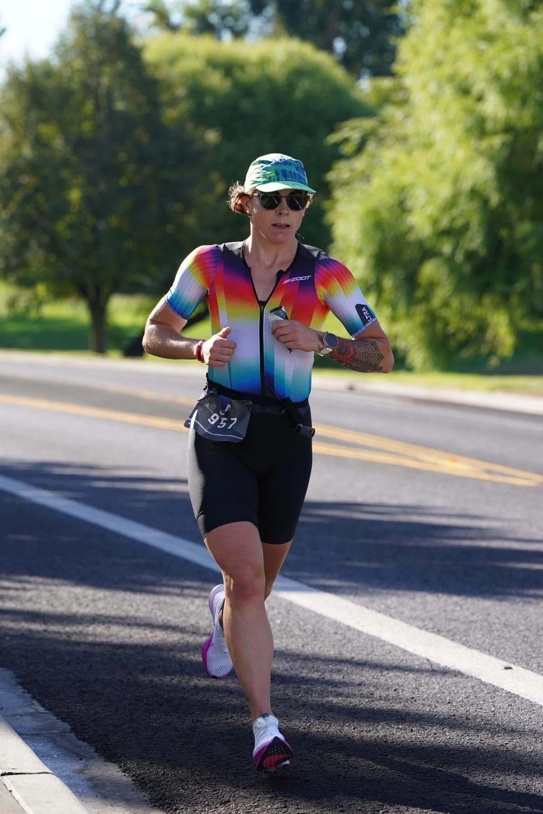 Annie S. running at a 70.3 in Washington