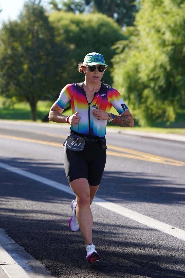 Annie S. running at a 70.3 in Washington