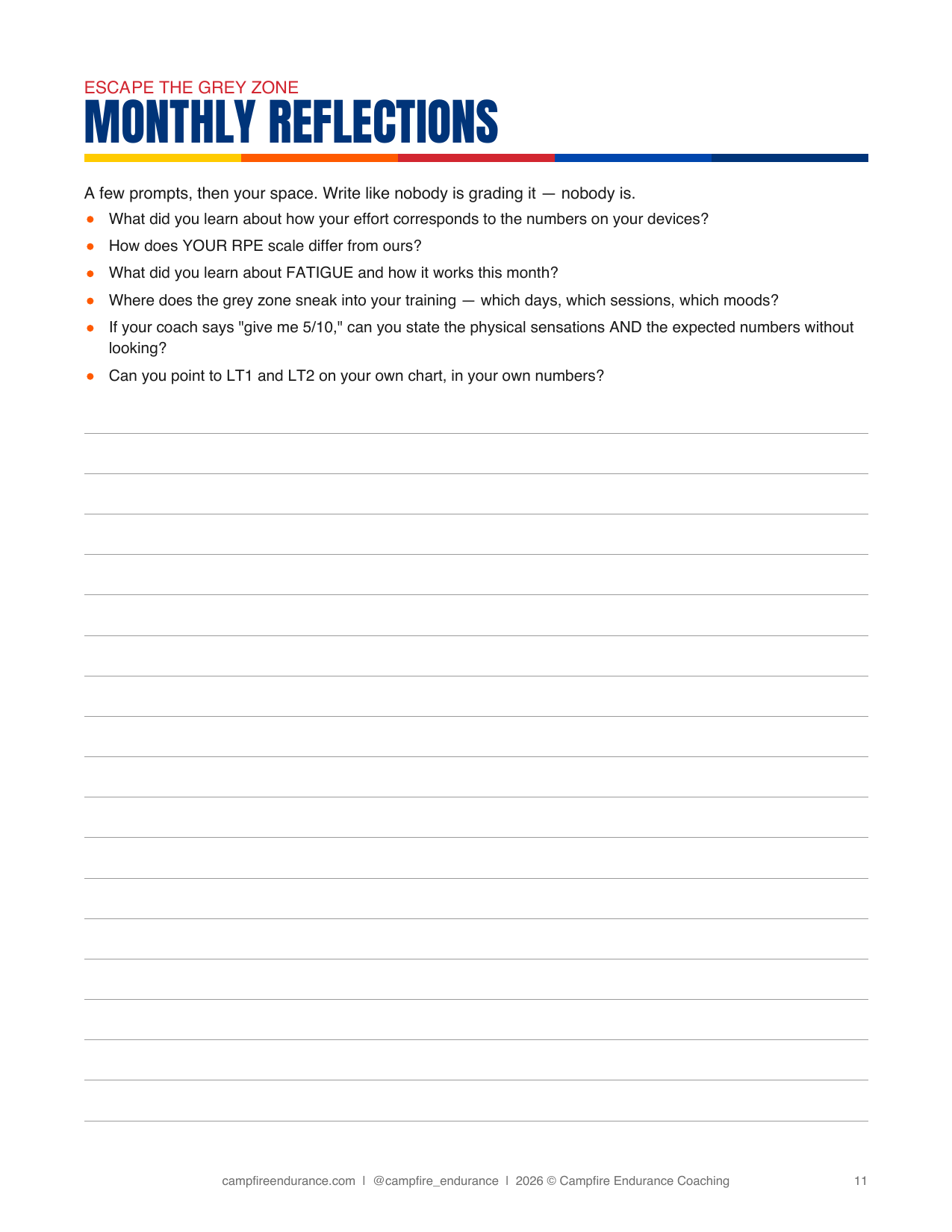 Monthly reflections page