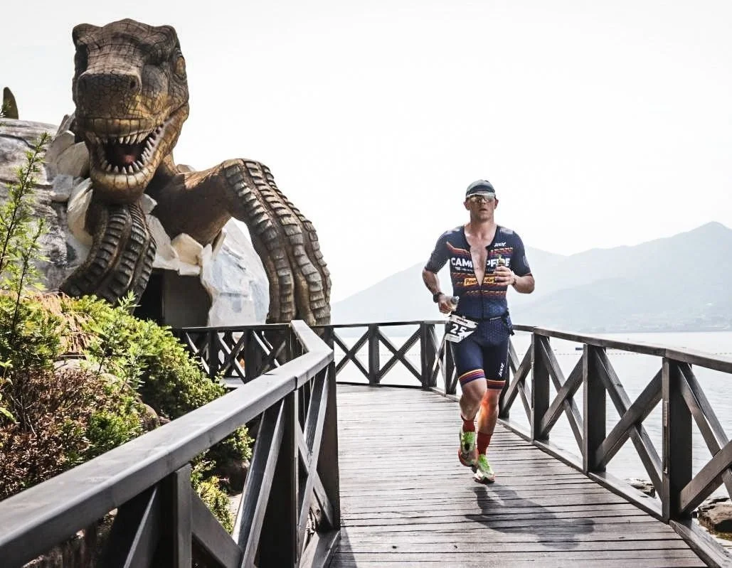An endurance athlete mid session