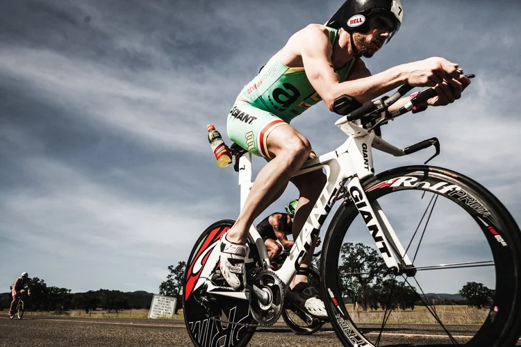 Chris Bagg racing his time trial bike