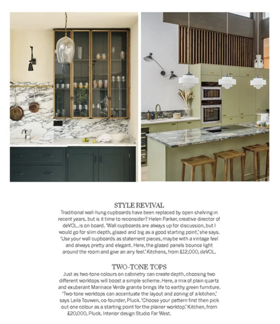 Homes and Gardens kitchen trends feature, green kitchen by Studio Far West, photographed by Pip Hambling