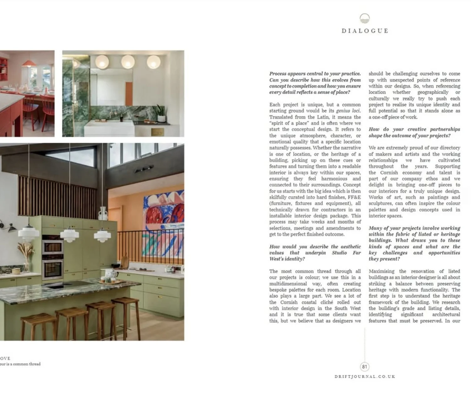 Drift journal feature showing Studio Far West kitchen and bathroom photographed by Pip Hambling