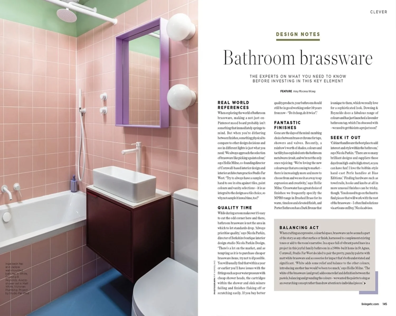 Livingetc bathroom brassware feature, St Agnes family bathroom by Studio Far West, photographed by Pip Hambling
