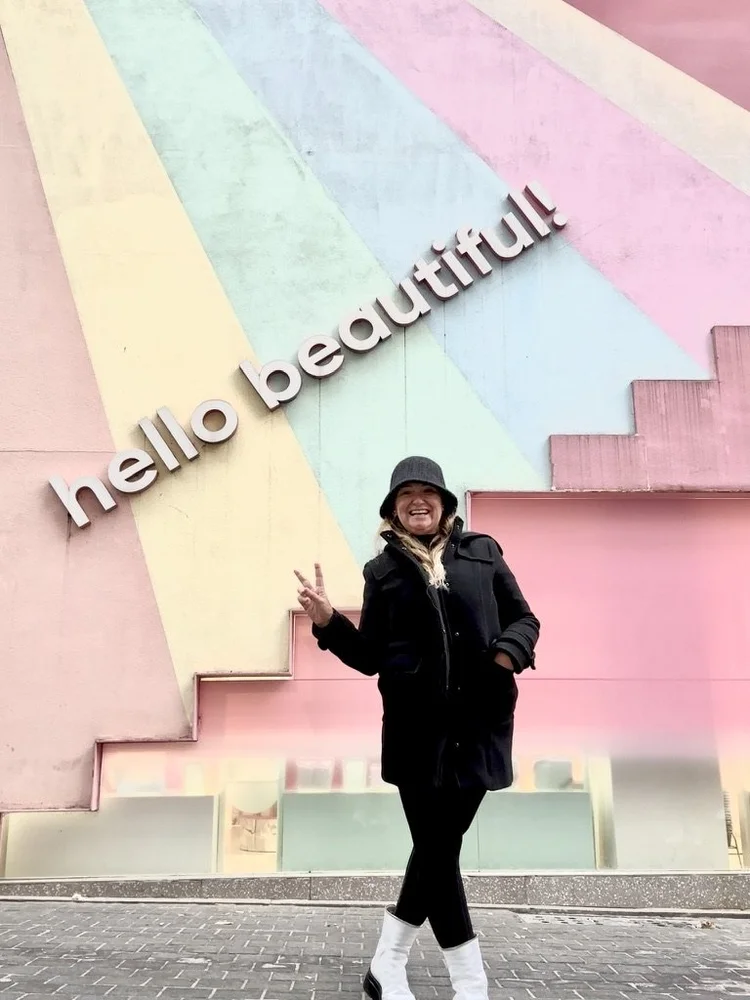 Pink hello beautiful wall in Seoul