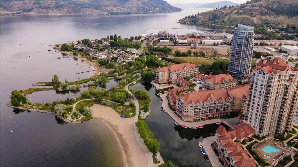 Aerial view of Kelowna waterfront