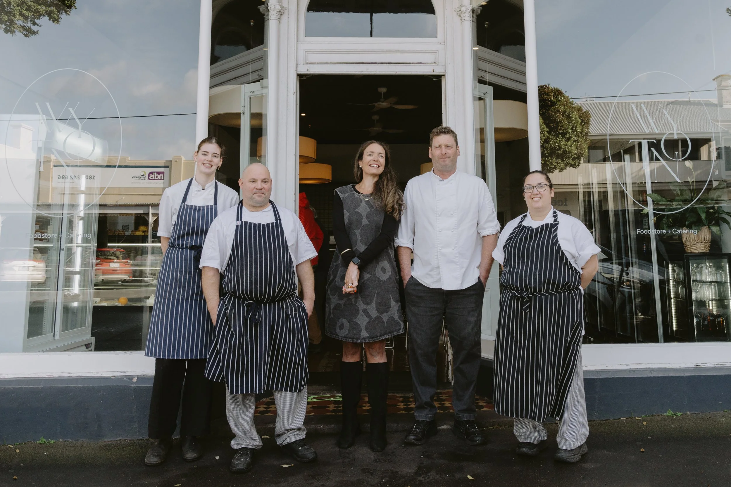 Jess and the Wyton kitchen team outside the foodstore on Kepler Street, Warrnambool