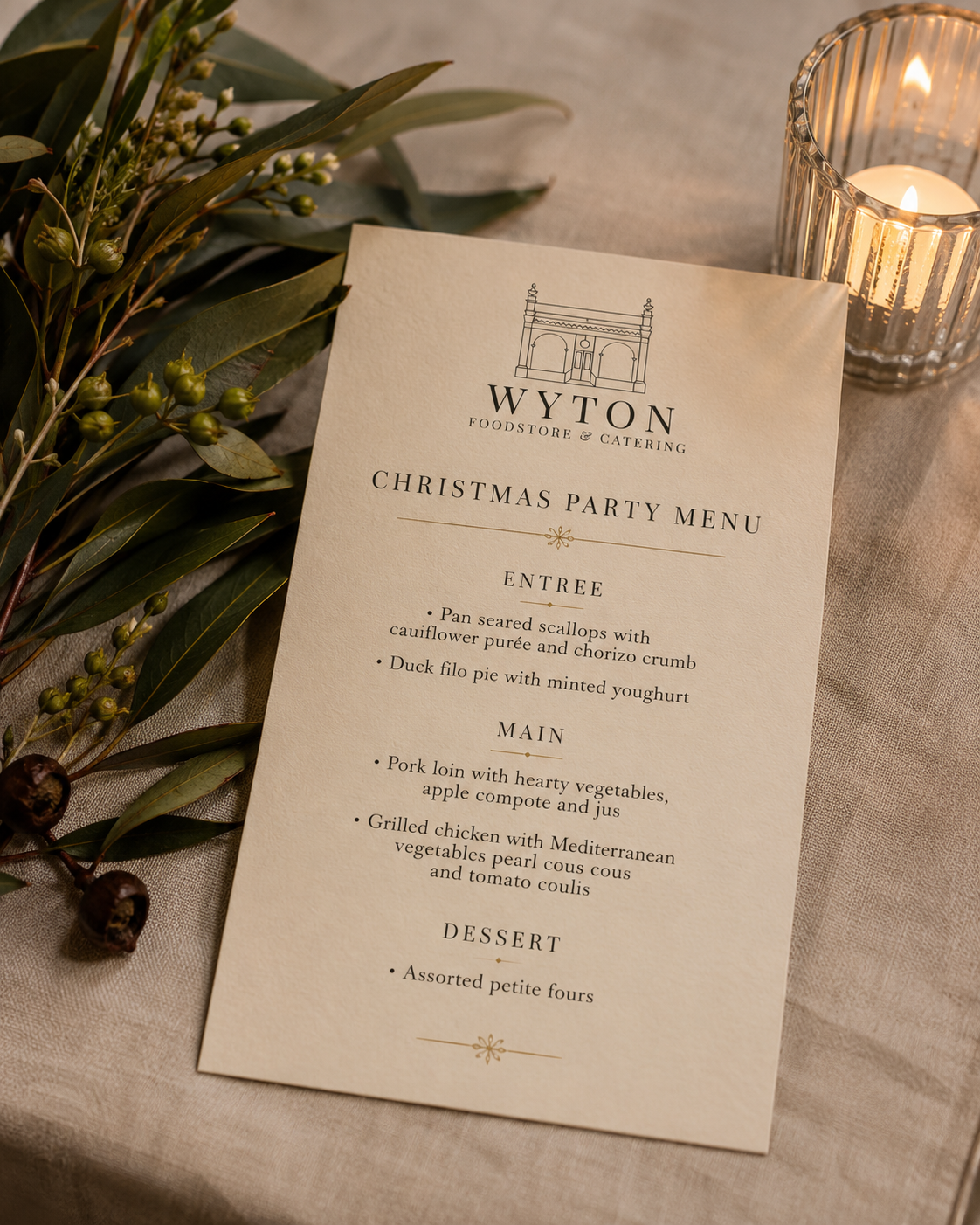 Wyton Christmas Party Menu card