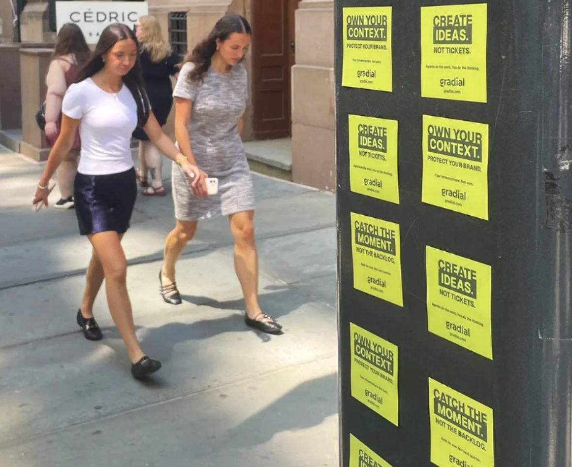 Sticky note advertising on a Philadelphia street